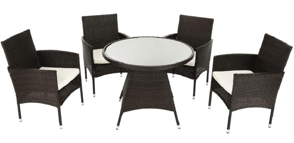 Set mobilier de gradina Mobhaus Randel masa/4 scaune (Dark Brown/Cream)
