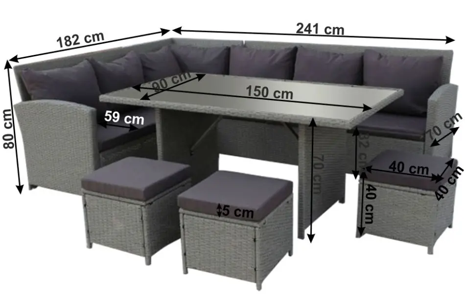 Set mobilier de gradina Mobhaus Stark (Gray) - 2