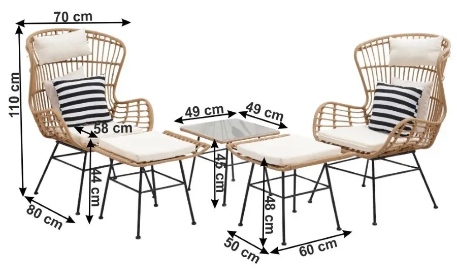 Set mobilier de gradina Mobhaus Vasal (Natural/Black/Beige) - 5