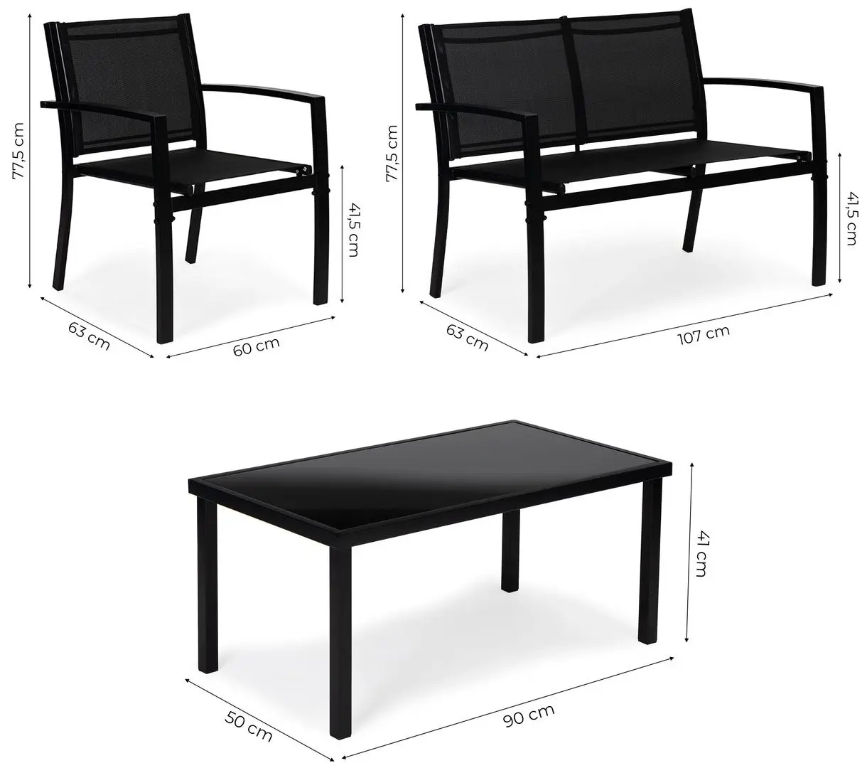 Комплект садовой мебели Modern Home FR-ITS020 (Black) - 2