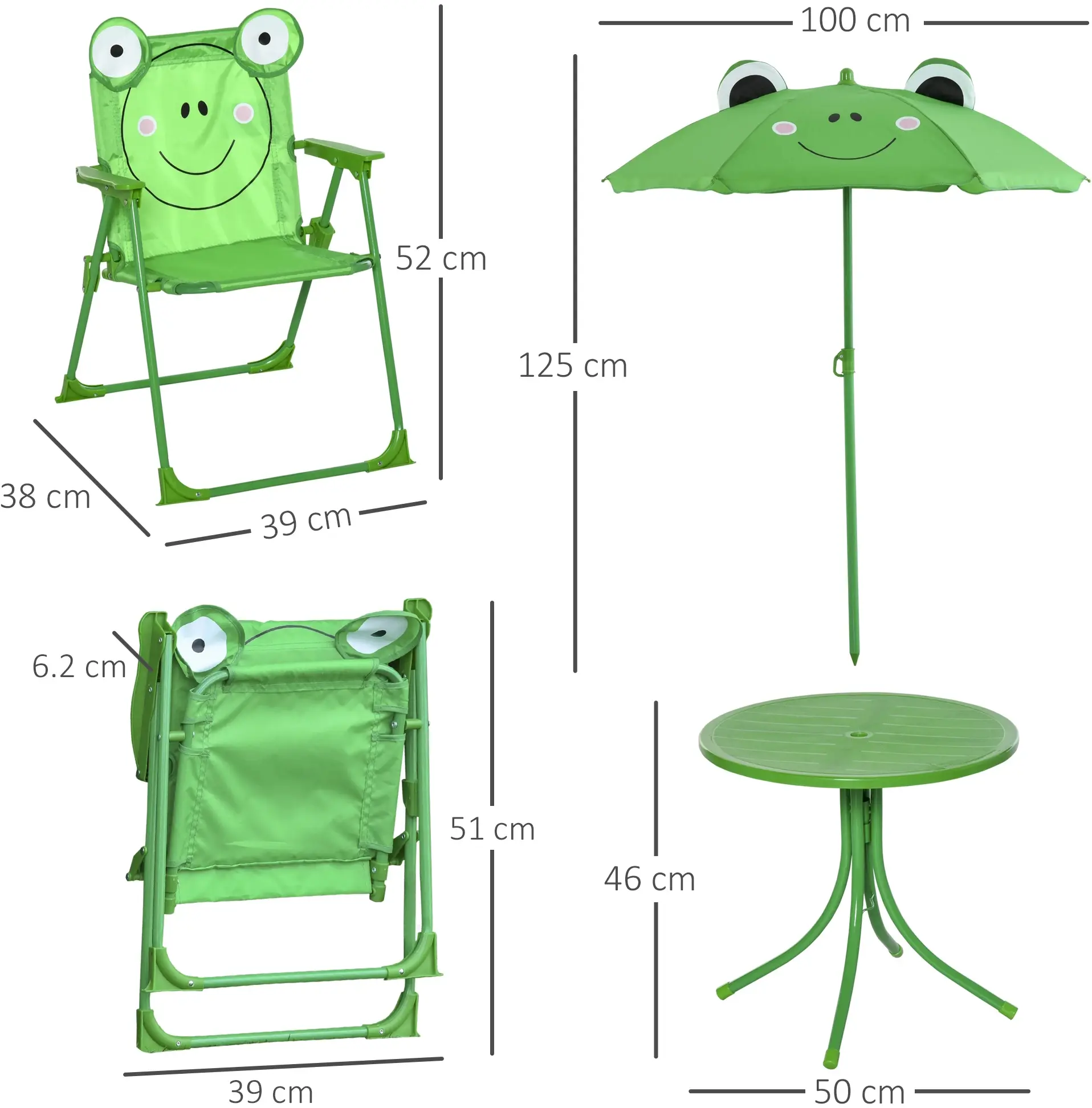 Детский комплект садовой мебели Outsunny 312-024GN (Green) - 10