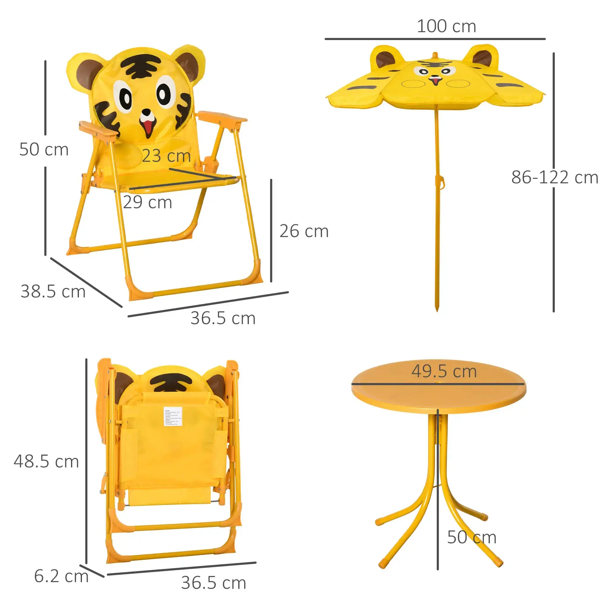 Set mobilier de gradina pentru copii Outsunny 312-069YL (Yellow) - 3
