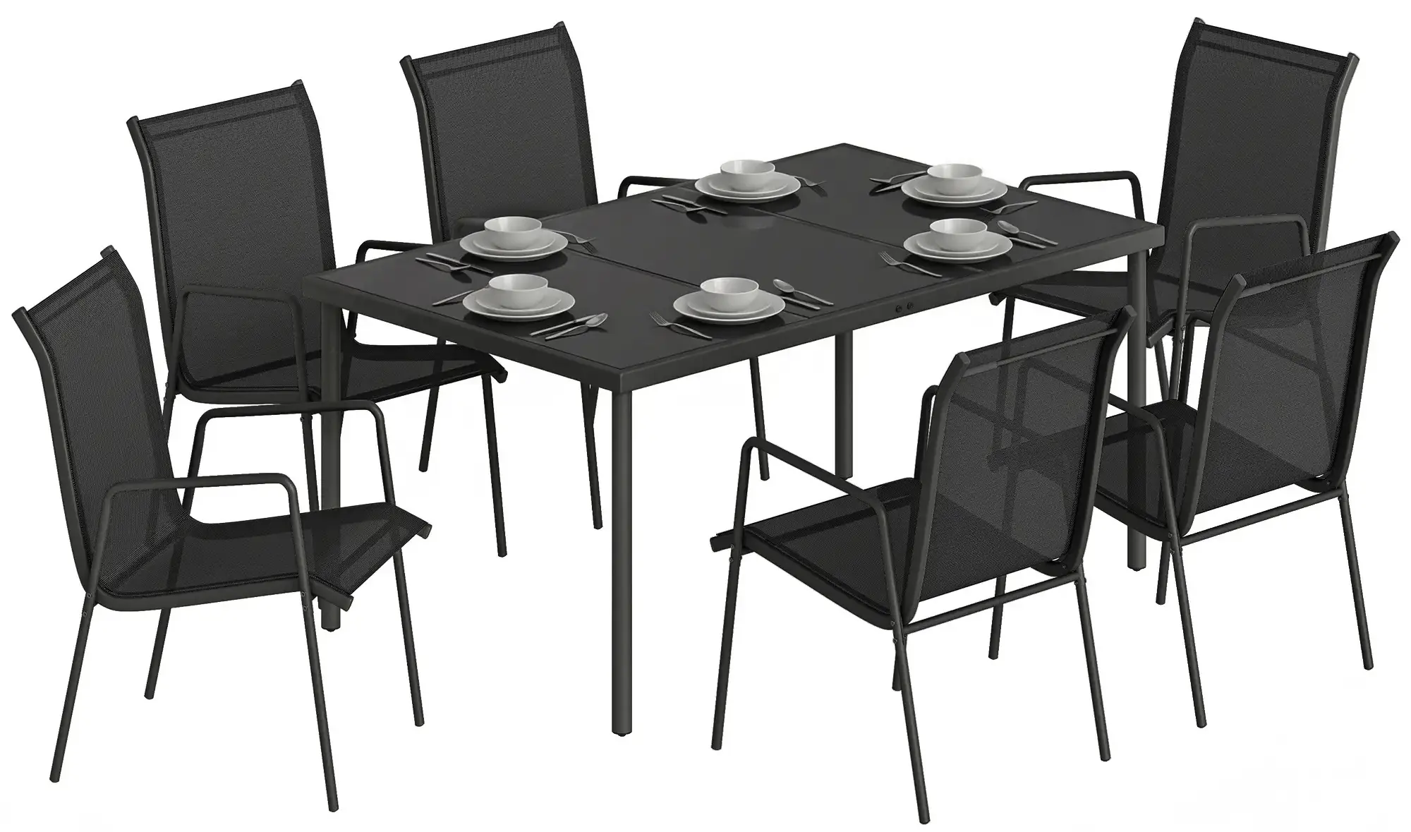 Комплект садовой мебели Outsunny 84B-422V02BK (Black) - 2