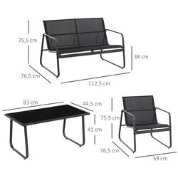 Комплект садовой мебели Outsunny 84B-507 (Black) Thumb