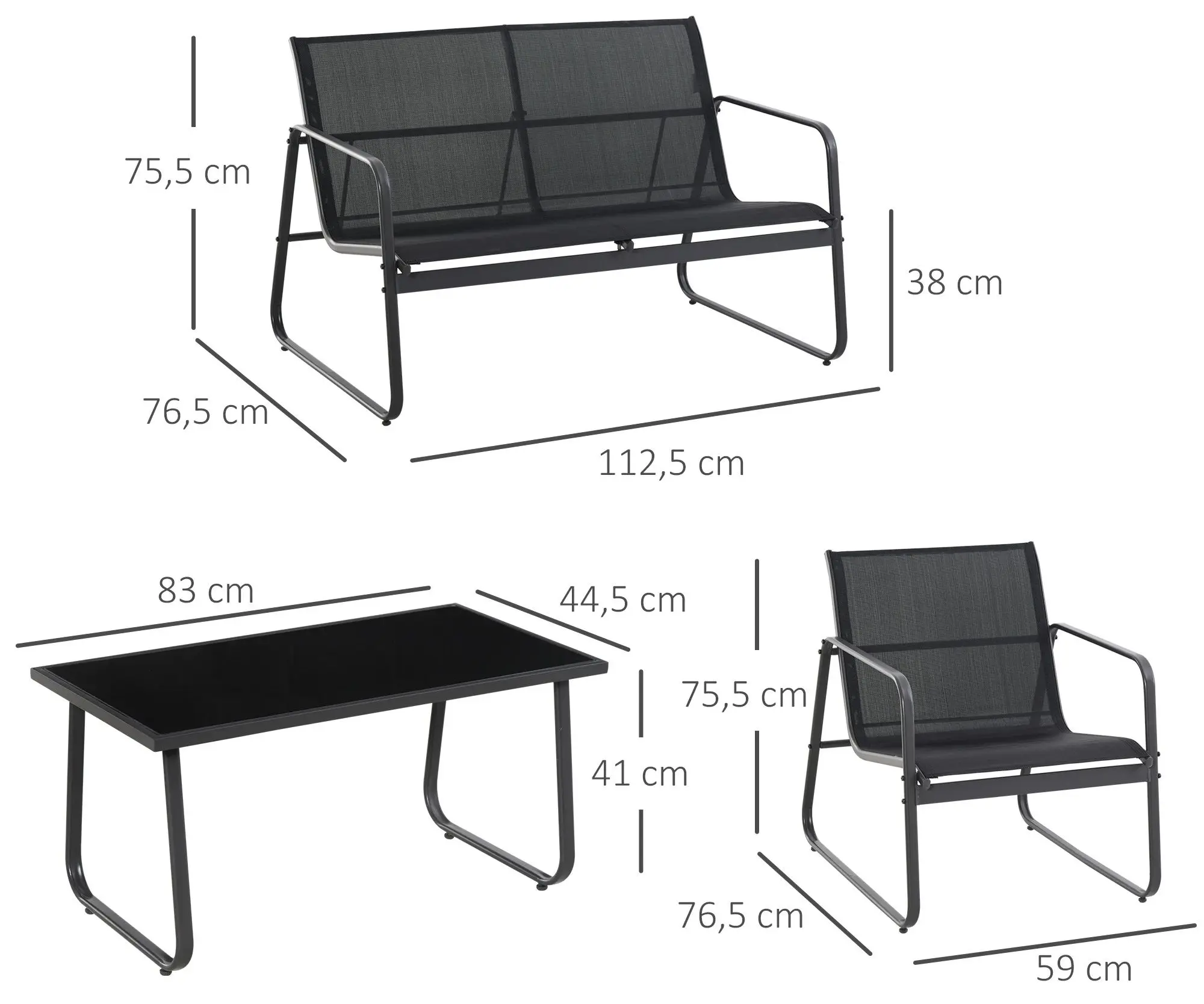 Комплект садовой мебели Outsunny 84B-507 (Black) - 7
