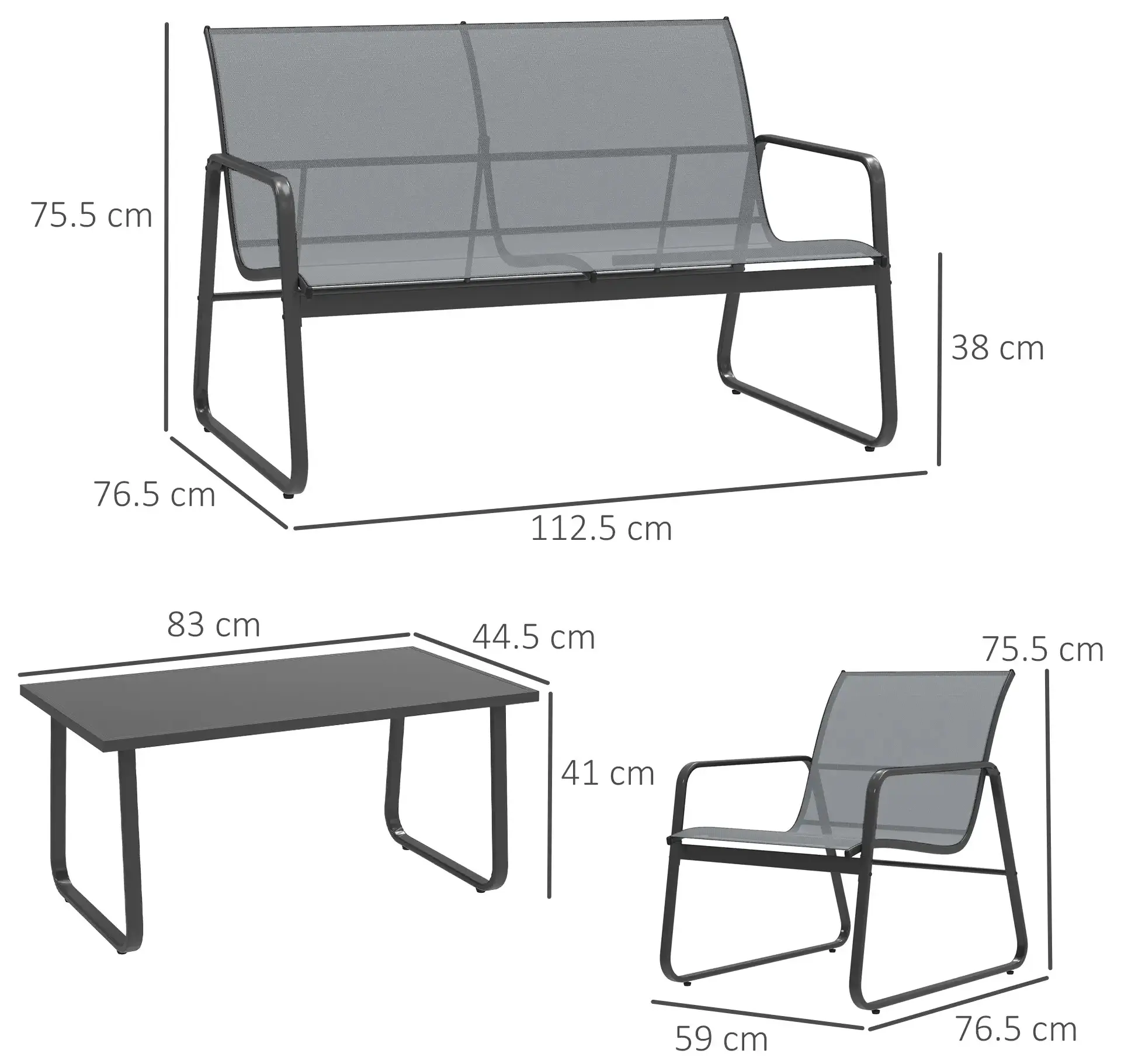Set mobilier de gradina Outsunny 84B-507V00LG (Light Grey) - 5