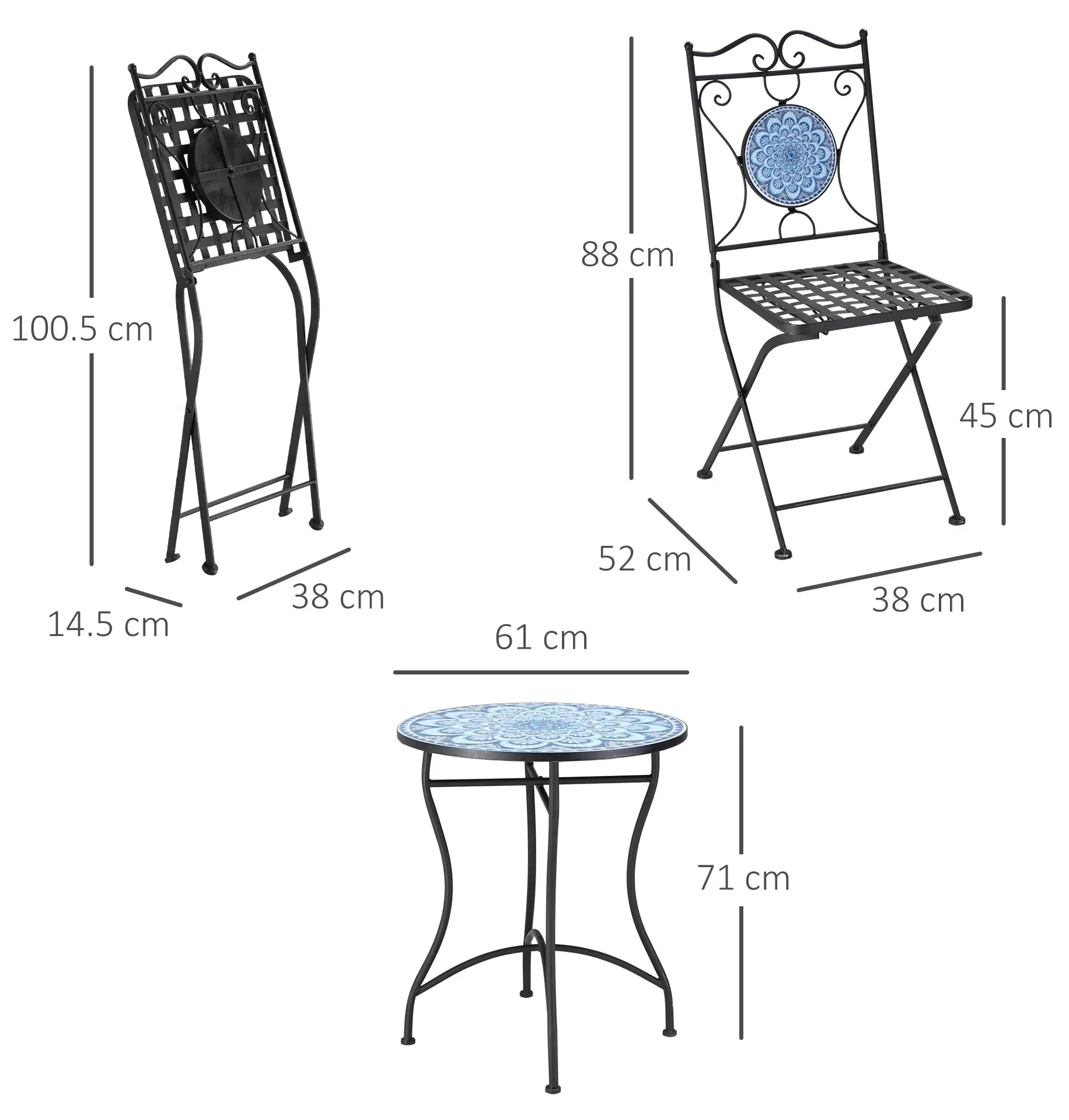 Комплект садовой мебели Outsunny 84B-852 (Dark Grey/Blue) - 4