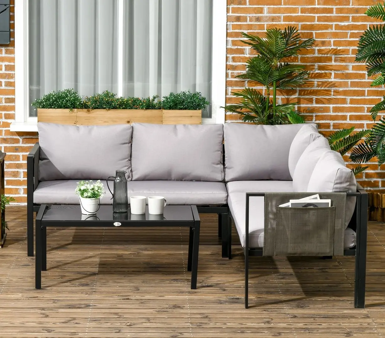 Set mobilier de gradina Outsunny 84G-049V00LG (Light Grey/Black)