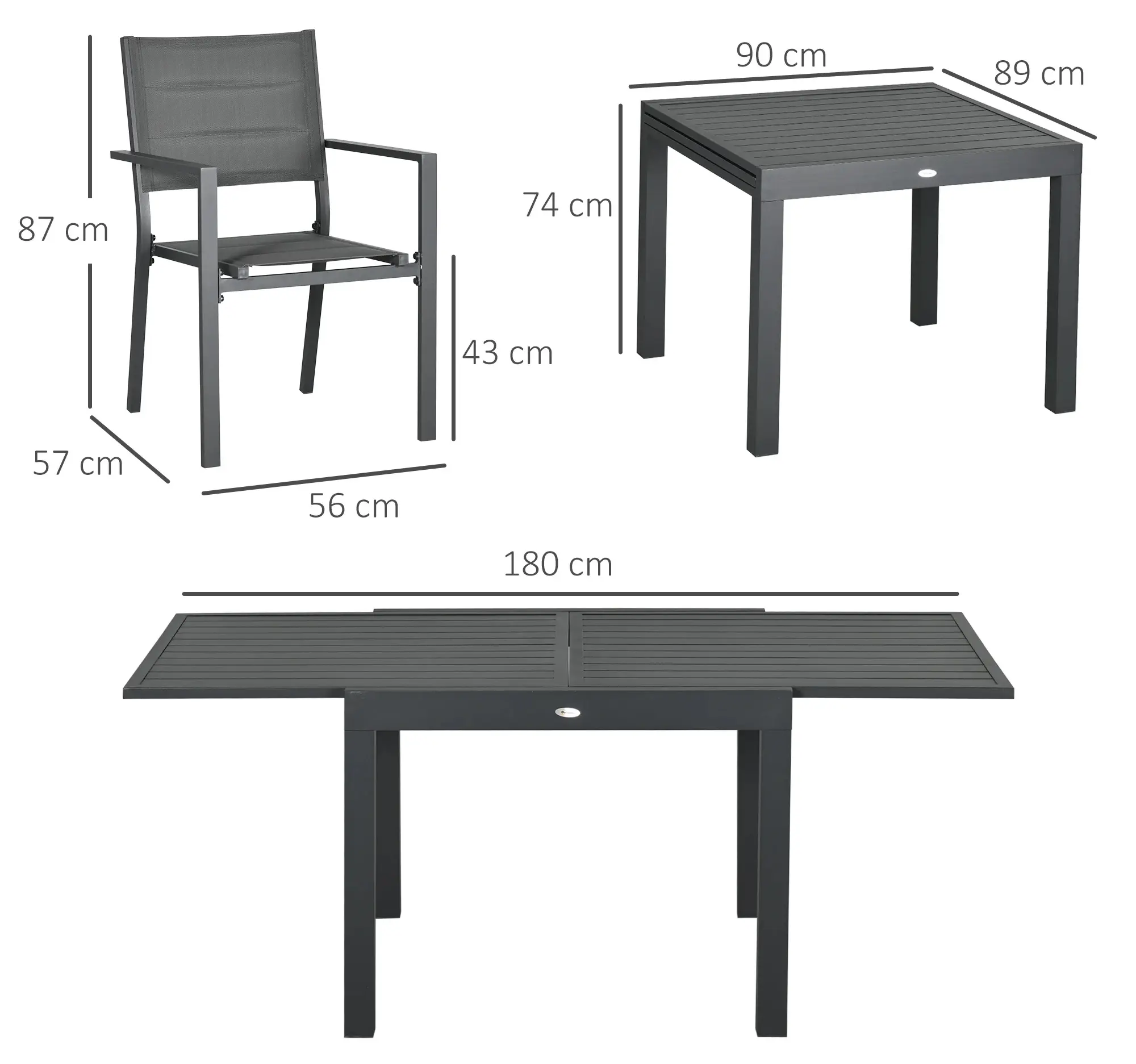 Set mobilier de gradina Outsunny 84G-090V00CG (Dark Grey) - 2