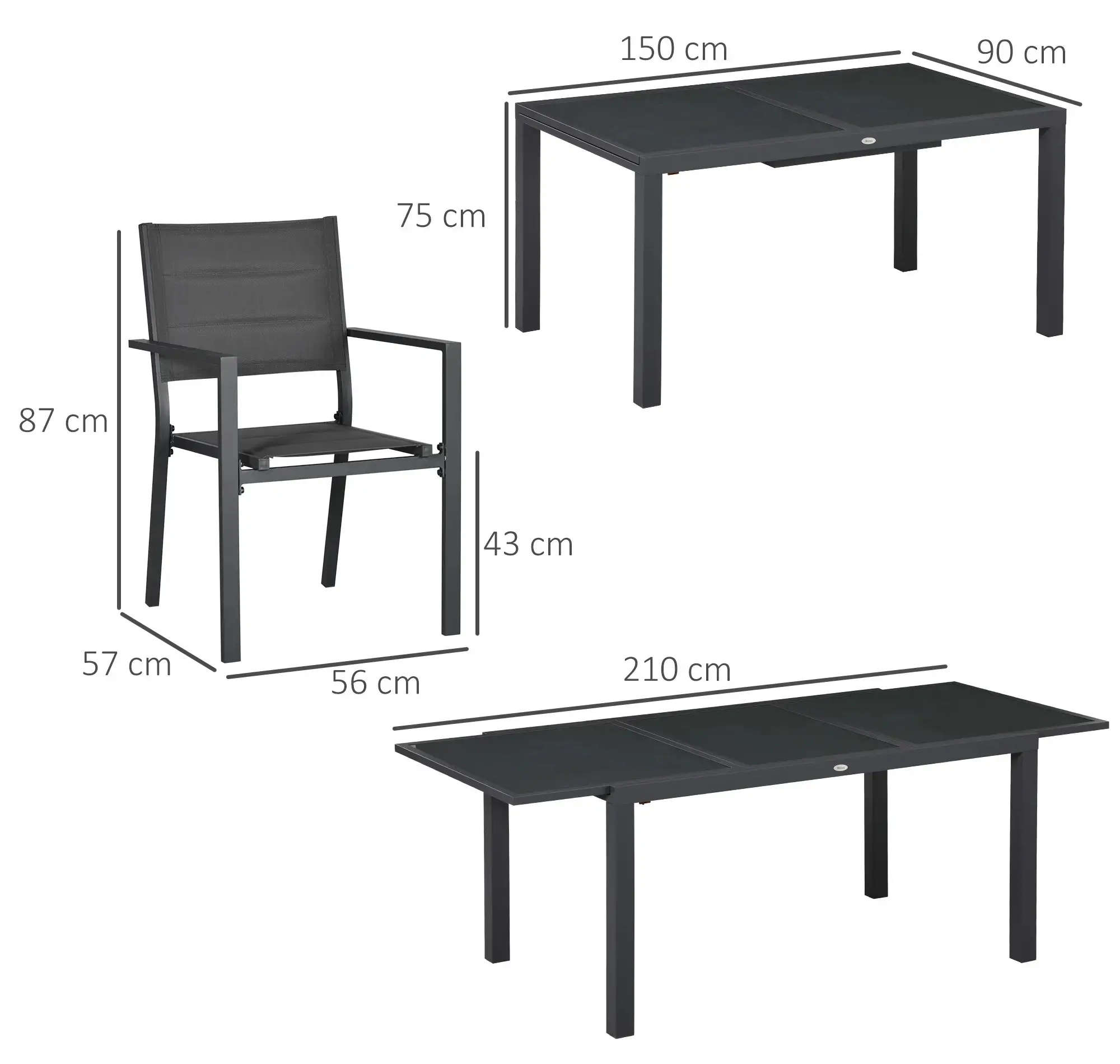 Комплект садовой мебели Outsunny 84G-093V00CG (Dark Grey) - 6