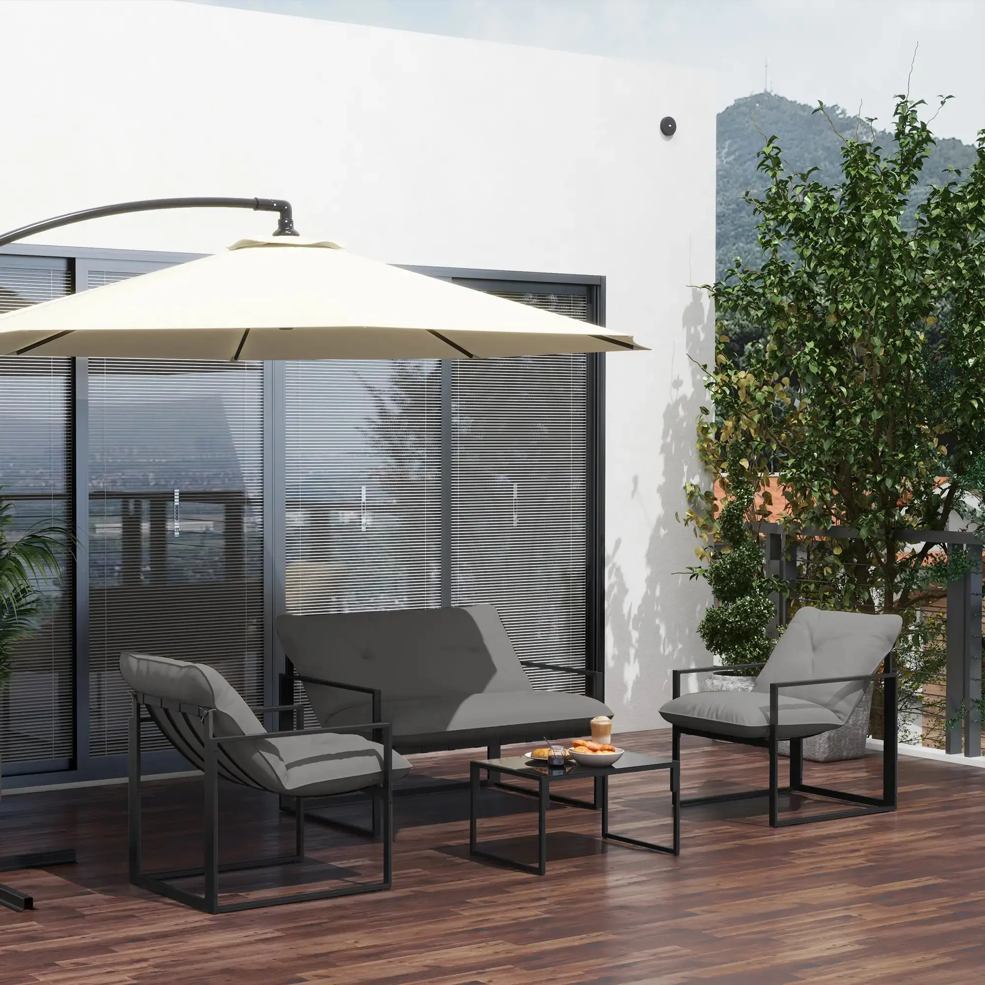 Комплект садовой мебели Outsunny 84G-123V00BK (Black/Grey) - 5