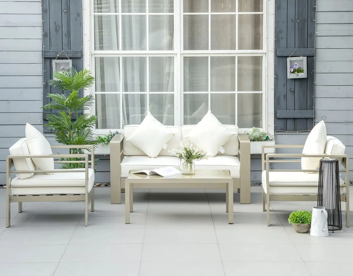 Set mobilier de gradina Outsunny 84G-148V00GD (Champagne Gold/Light Khaki)