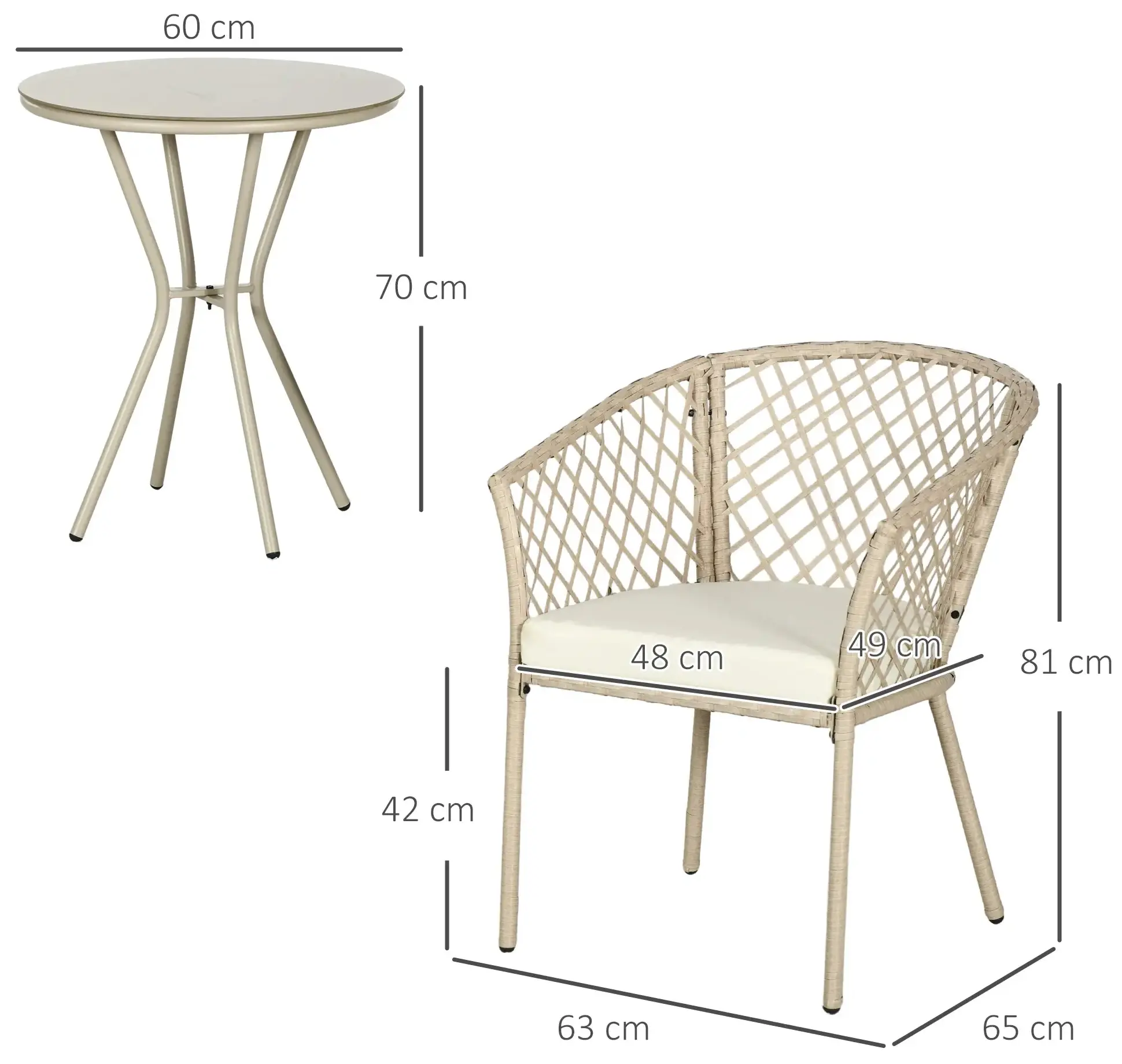 Set mobilier de gradina Outsunny 84G-240V00MX (Khaki/Beige) - 4