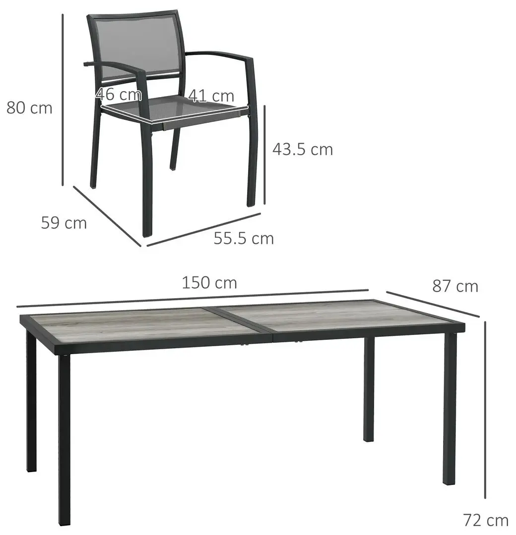 Set mobilier de gradina Outsunny 84G-284V01CG (Grey) - 6