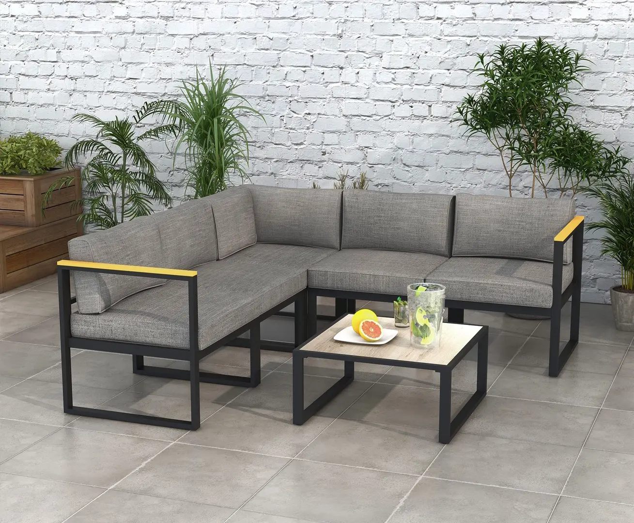 Set mobilier de gradina Outsunny 84G-307V00GY (Black/Grey)
