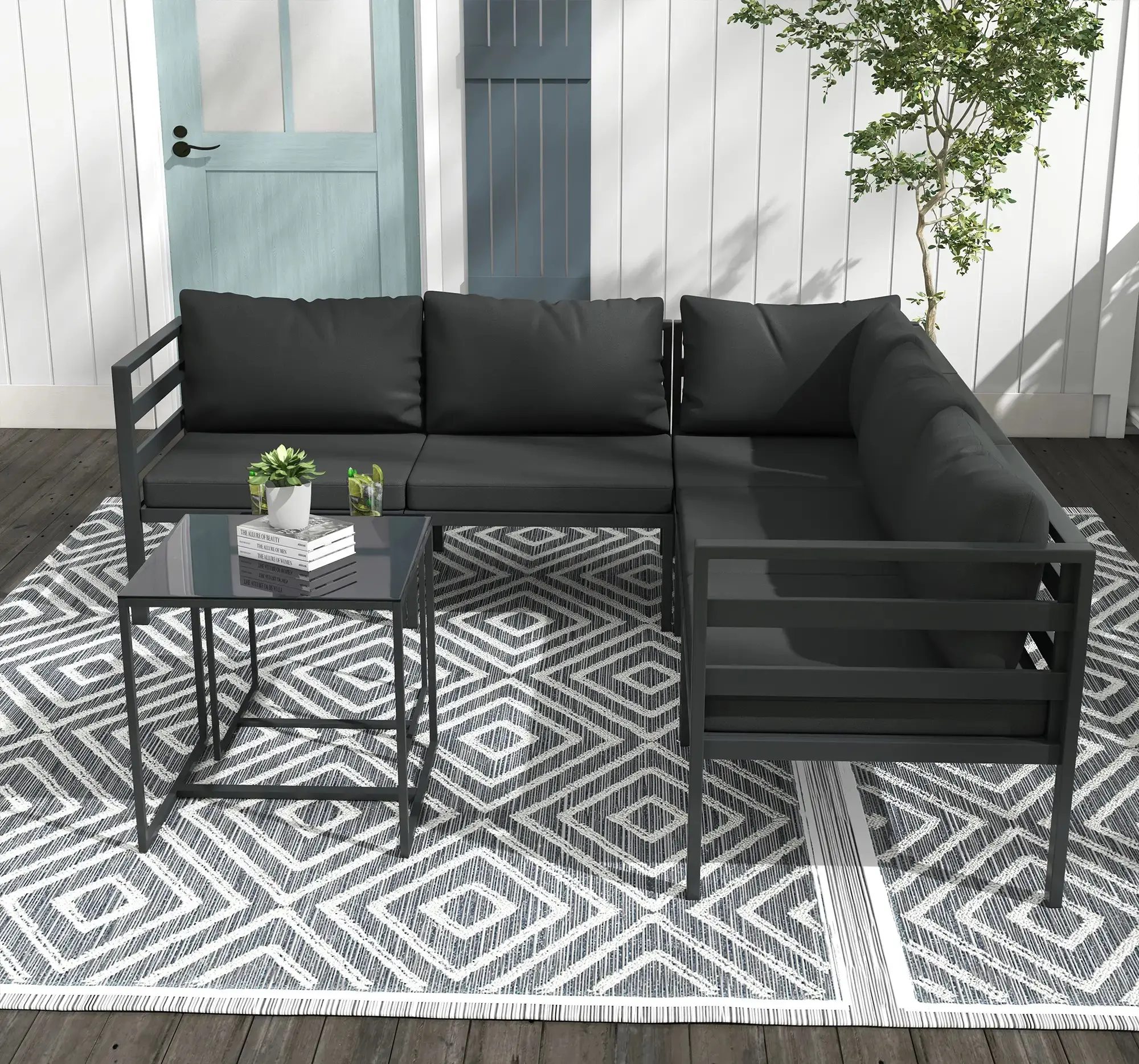 Комплект садовой мебели Outsunny 84G-315V00GY (Black/Grey)