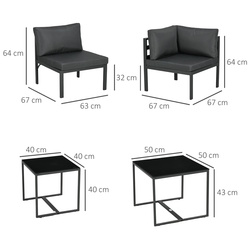 Комплект садовой мебели Outsunny 84G-315V00GY (Black/Grey) Thumb