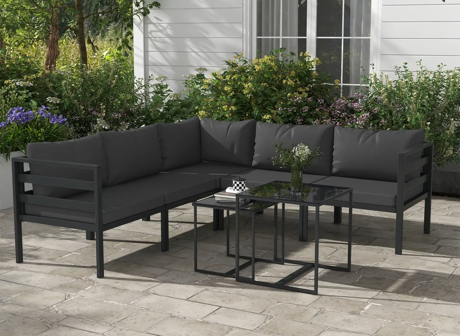 Комплект садовой мебели Outsunny 84G-315V00GY (Black/Grey)