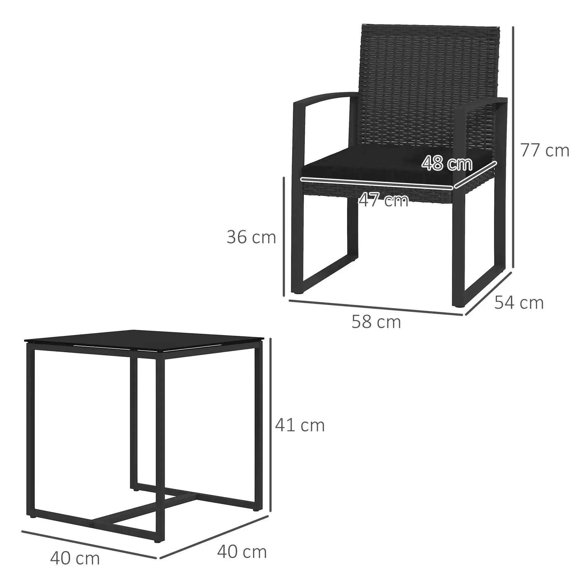 Set mobilier de gradina Outsunny 84G-320V00BK (Black) - 4