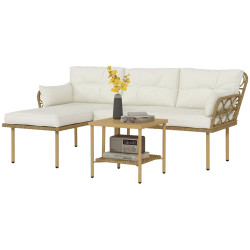 Set mobilier de gradina Outsunny 84G-359V01CW (Cream White/Natural) Thumb