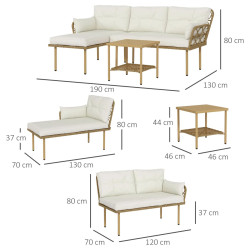 Set mobilier de gradina Outsunny 84G-359V01CW (Cream White/Natural) Thumb