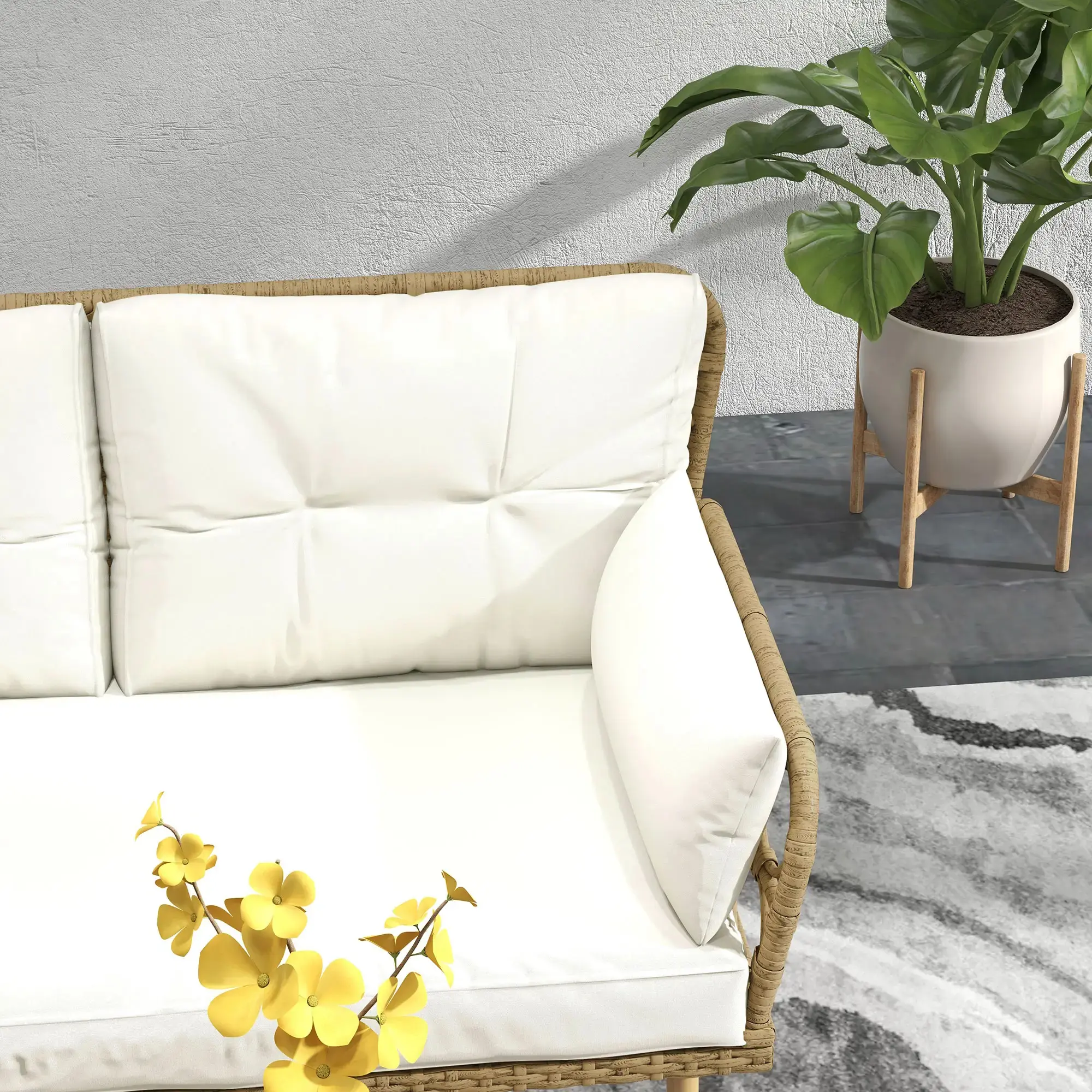 Set mobilier de gradina Outsunny 84G-359V01CW (Cream White/Natural) - 7