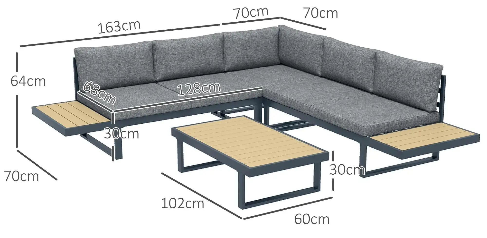 Комплект садовой мебели Outsunny 84G-403V00CG (Charcoal Grey) - 8