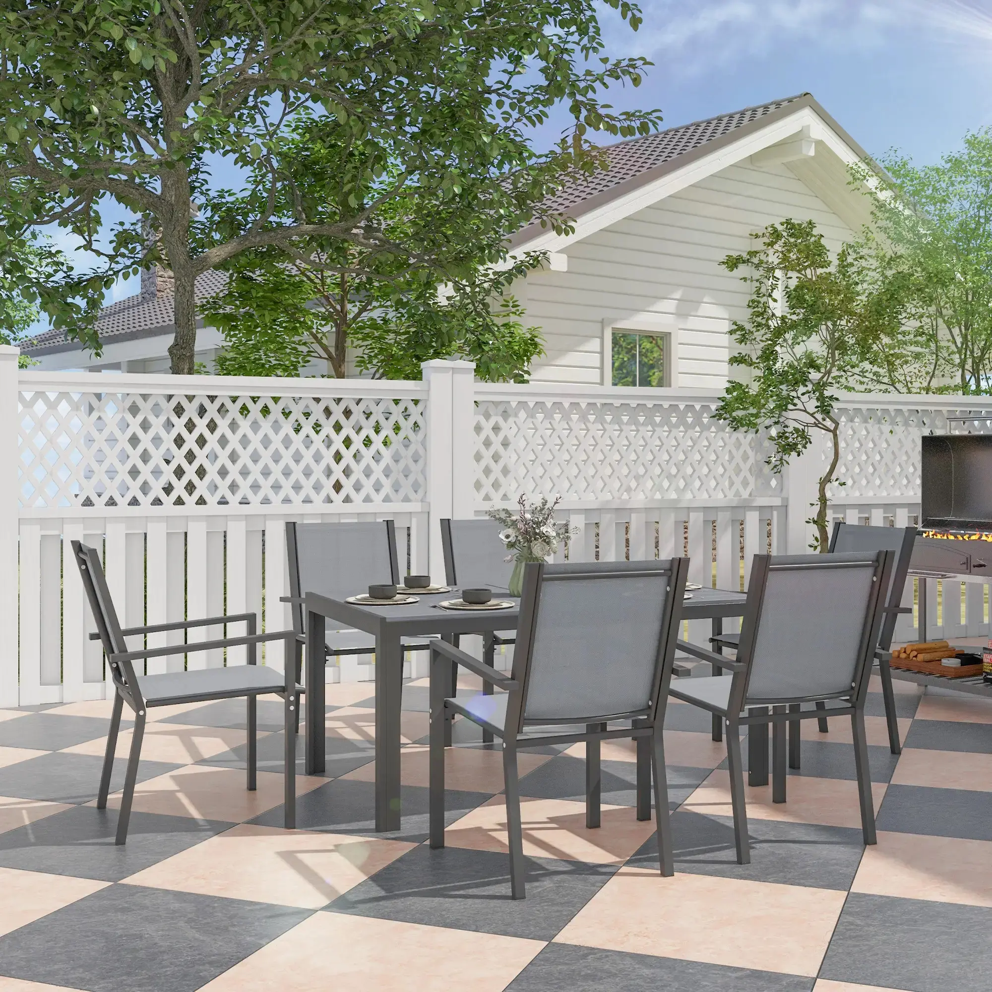 Set mobilier de gradina Outsunny 84G-404V00LG (Light Grey) - 7