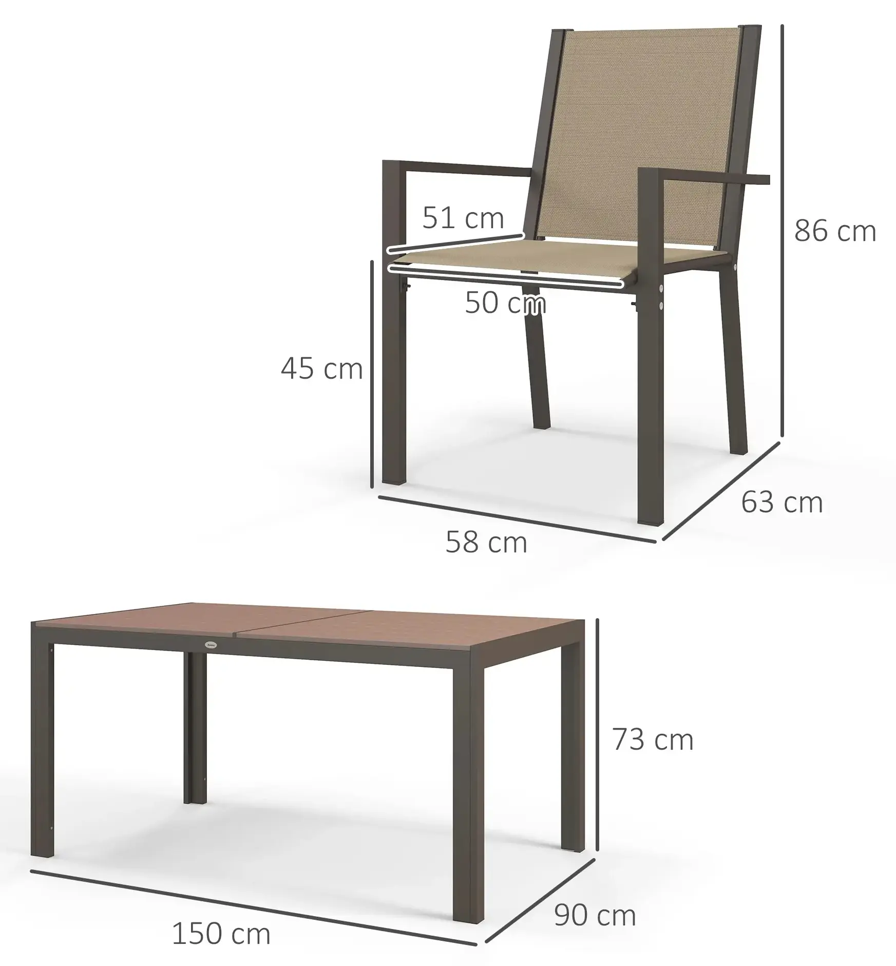 Комплект садовой мебели Outsunny 84G-404V00TK (Brown/Khaki) - 4