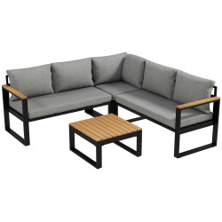 Комплект садовой мебели Outsunny 84G-408V00GY (Black/Natural/Grey) Thumb