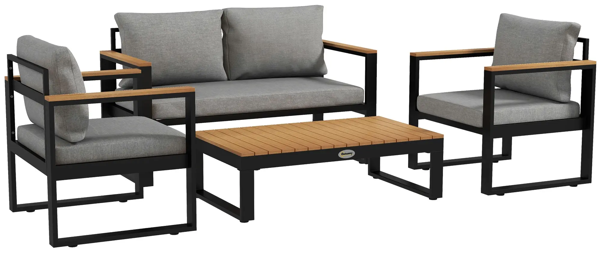 Комплект садовой мебели Outsunny 84G-409V00GY (Black/Natural/Grey)