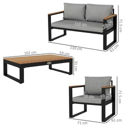Комплект садовой мебели Outsunny 84G-409V00GY (Black/Natural/Grey) Thumb