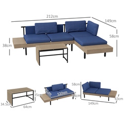 Комплект садовой мебели Outsunny 84G-472V00BU (Natural/Blue) Thumb