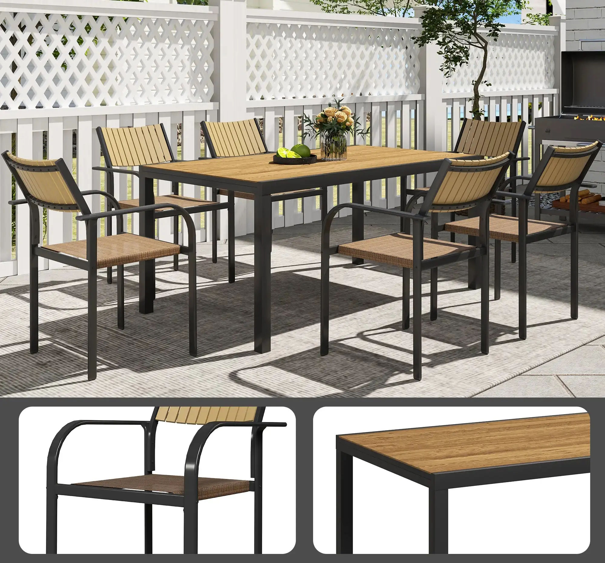 Комплект садовой мебели Outsunny 84G-588V00BN (Brown/Black) - 4