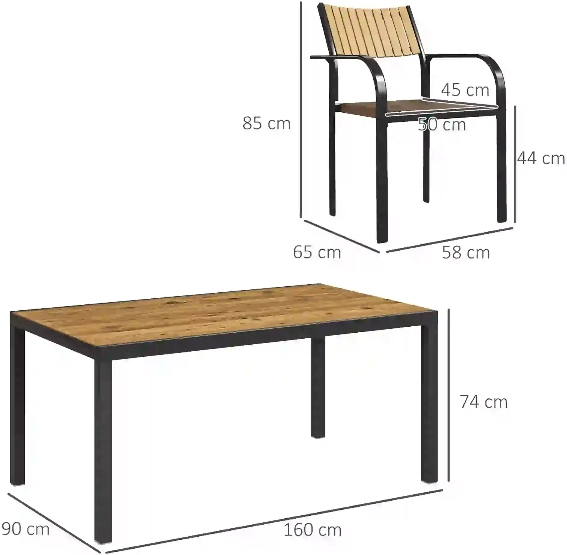 Комплект садовой мебели Outsunny 84G-588V00BN (Brown/Black) - 8