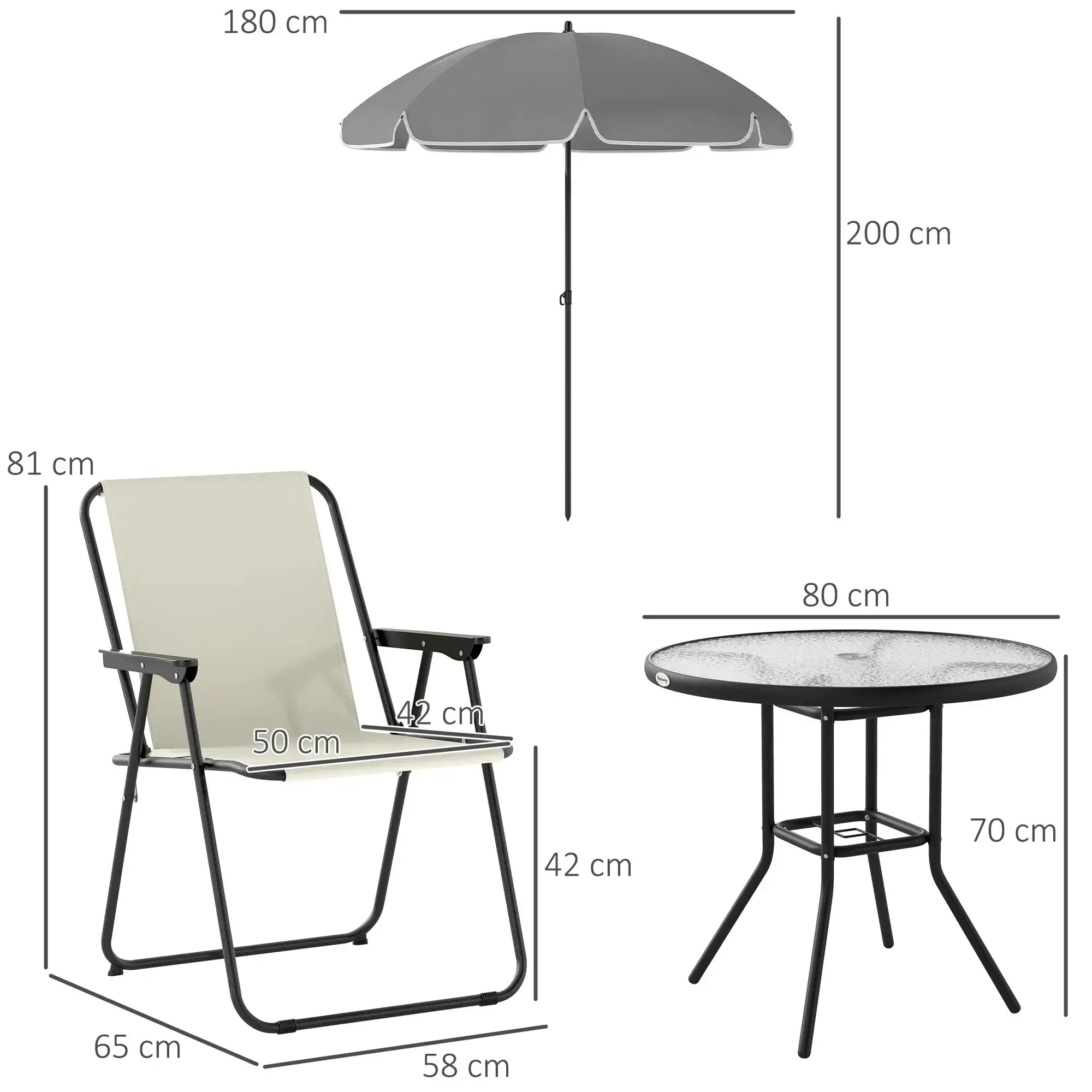 Set mobilier de gradina Outsunny 84G-633V00CW (Cream White) - 4