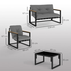 Set mobilier de gradina Outsunny 84G-666V00GY (Grey) Thumb