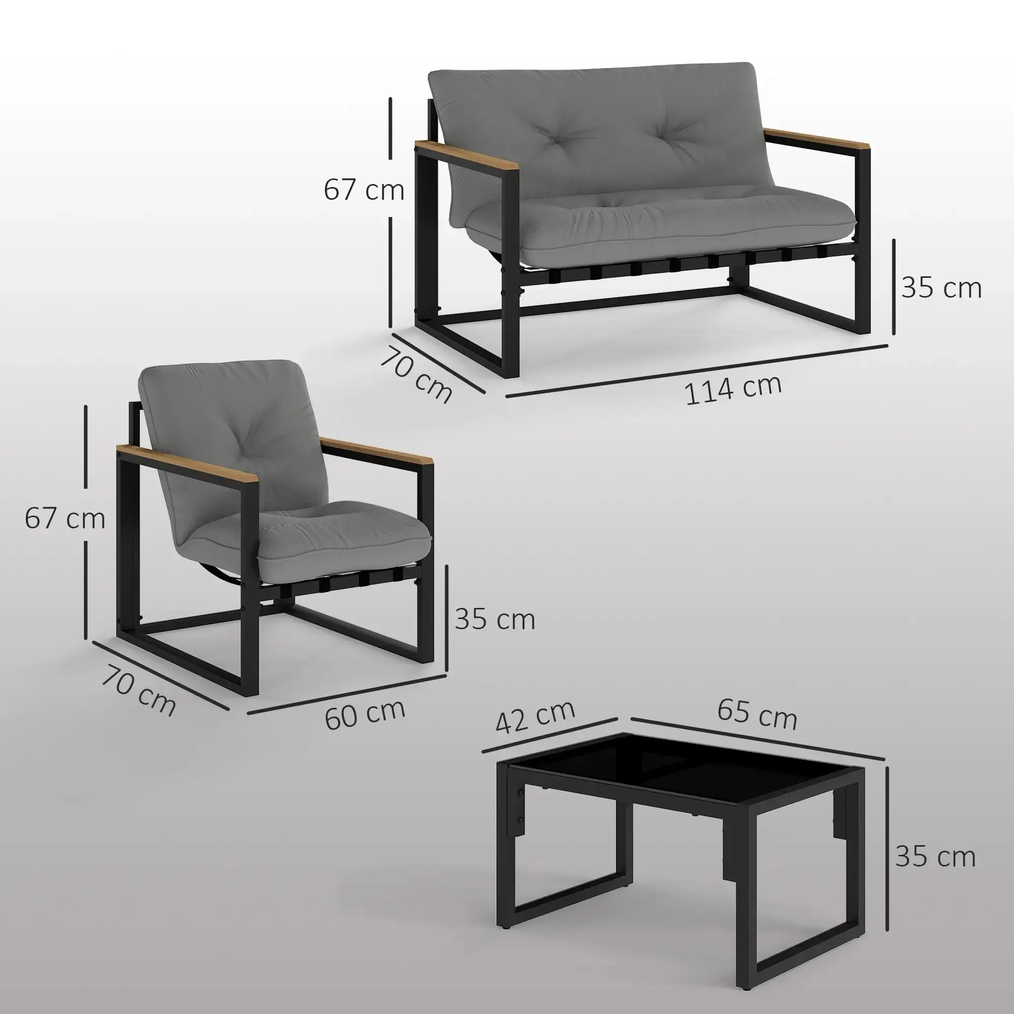 Set mobilier de gradina Outsunny 84G-666V00GY (Grey) - 4