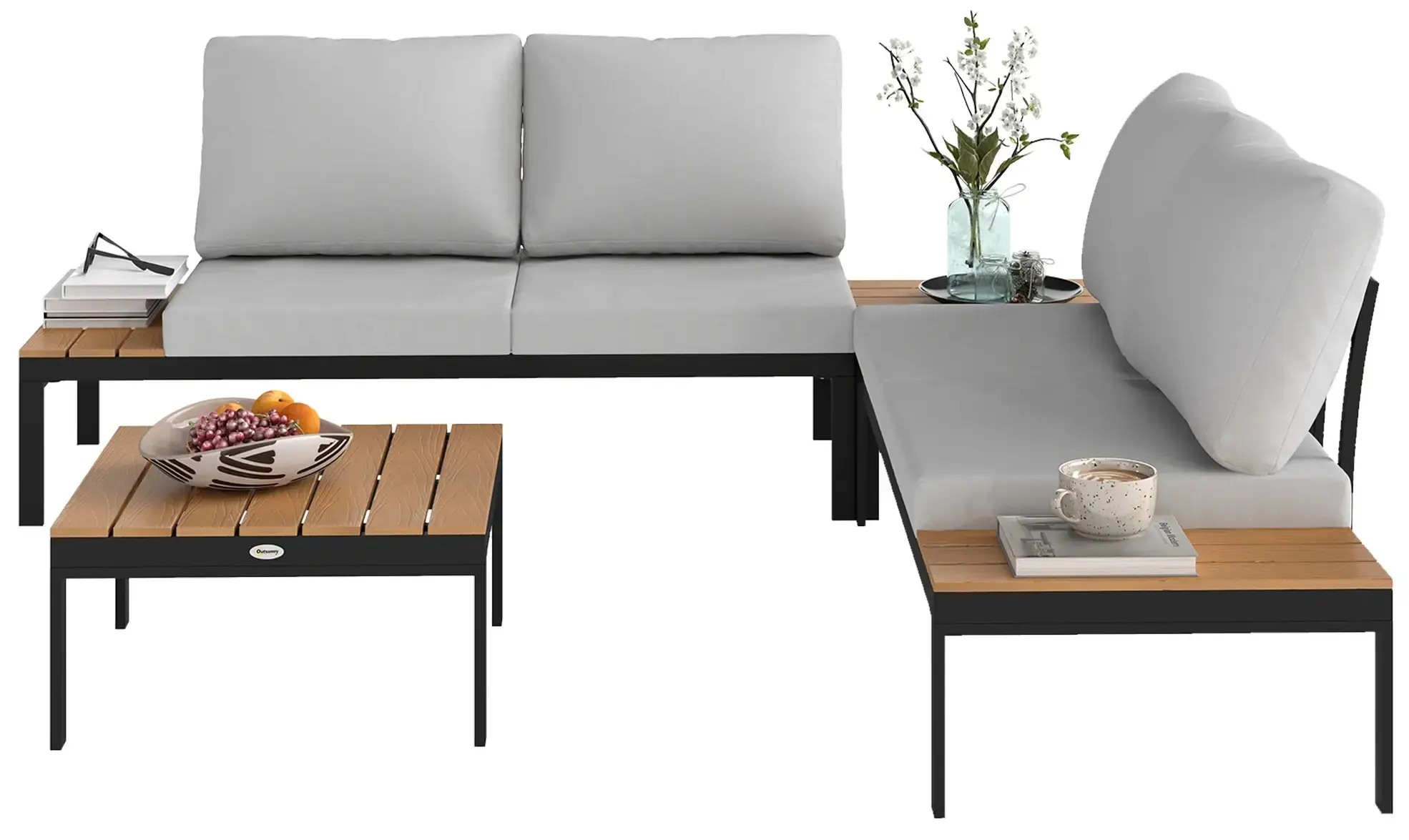 Комплект садовой мебели Outsunny 84G-695V00TK (Teak/Light Grey) - 2