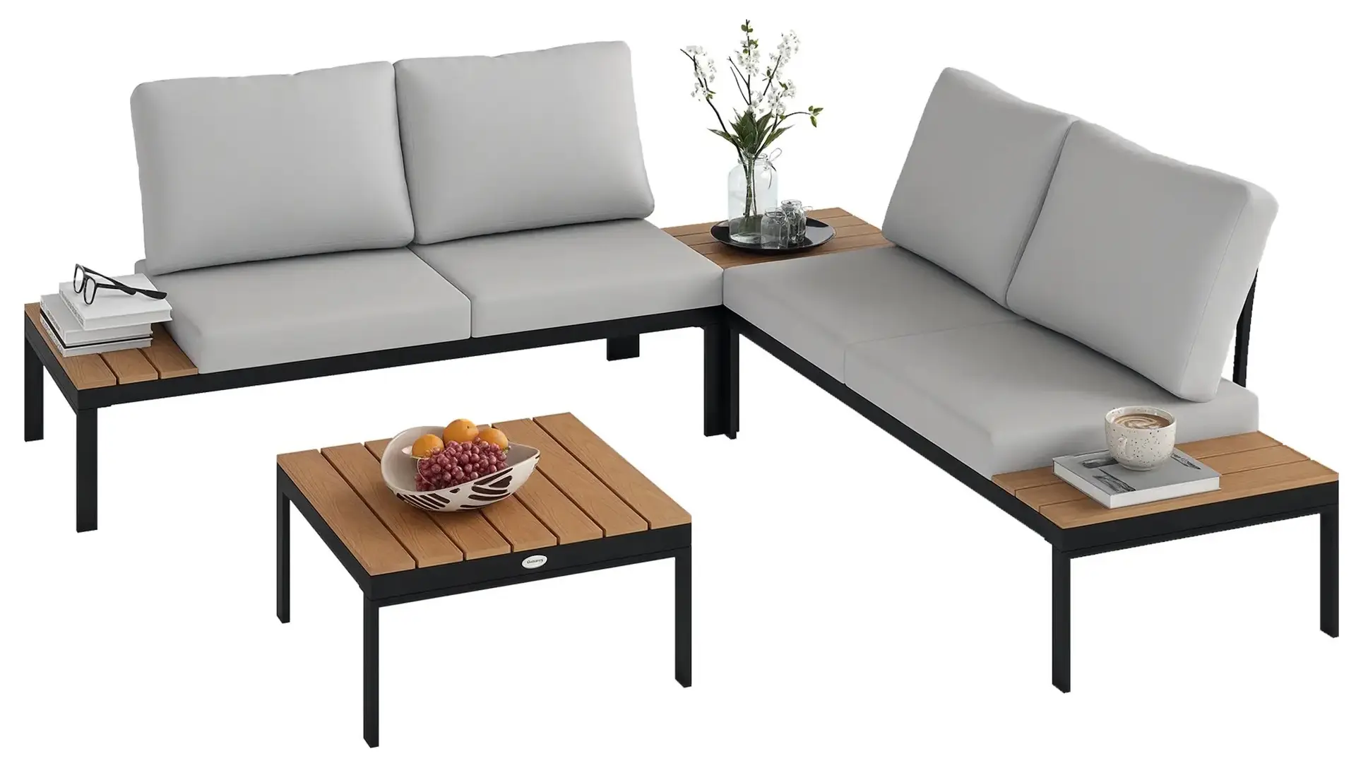 Комплект садовой мебели Outsunny 84G-695V00TK (Teak/Light Grey)