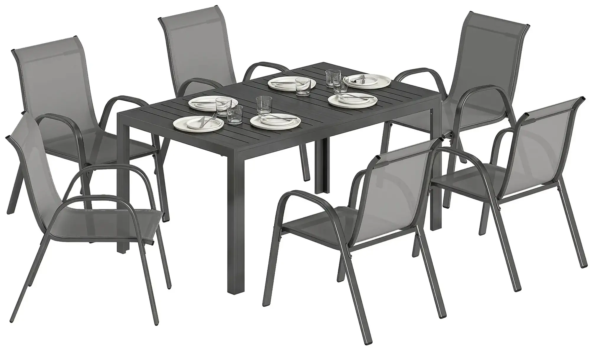 Set mobilier de gradina Outsunny 84G-706V01LG (Grey/Black) - 2