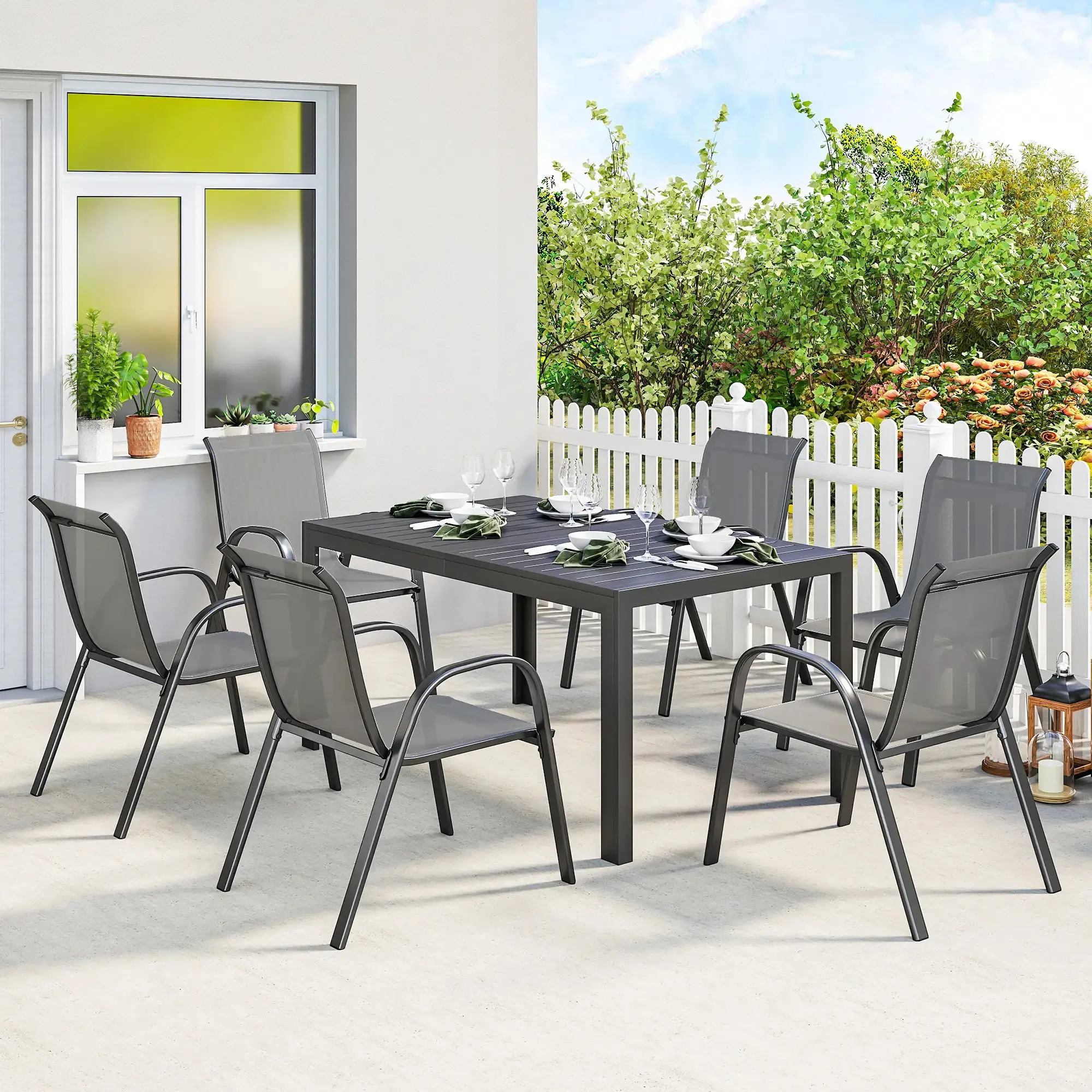 Set mobilier de gradina Outsunny 84G-706V01LG (Grey/Black) - 5
