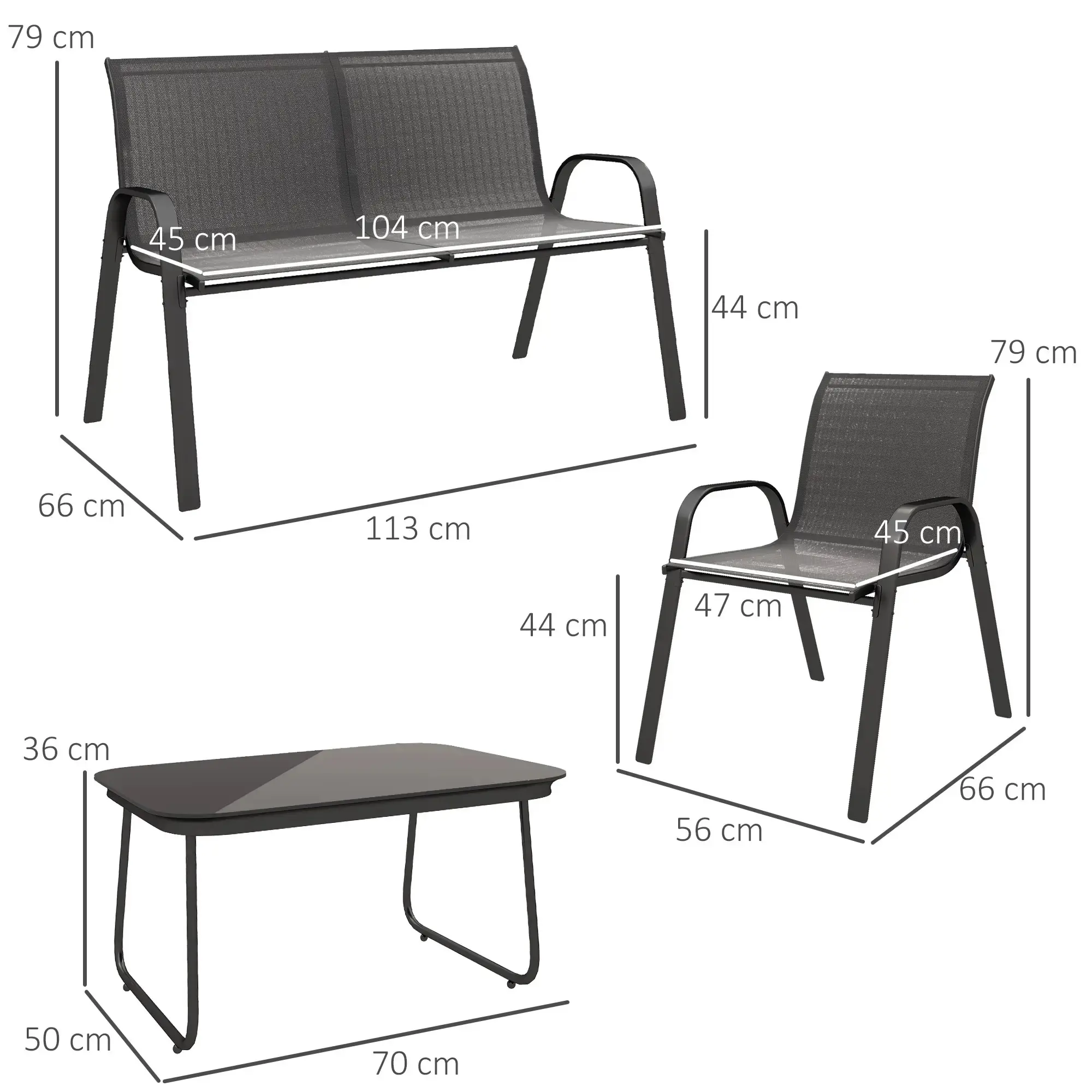Set mobilier de gradina Outsunny 84G-734V00BK (Black) - 4