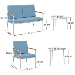 Set mobilier de gradina Outsunny 84G-757V00LB (Light Blue) Thumb