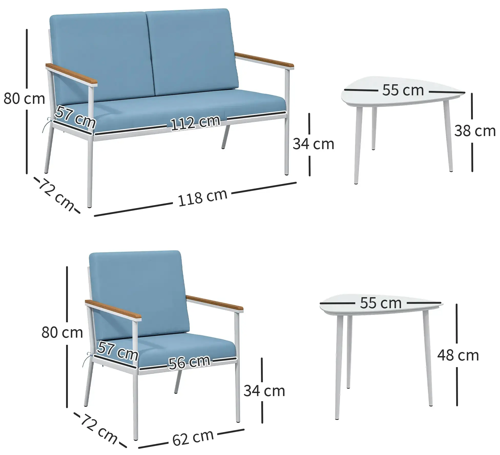 Set mobilier de gradina Outsunny 84G-757V00LB (Light Blue) - 4