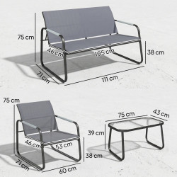 Set mobilier de gradina Outsunny 84G-901V00GY (Grey/Black) Thumb