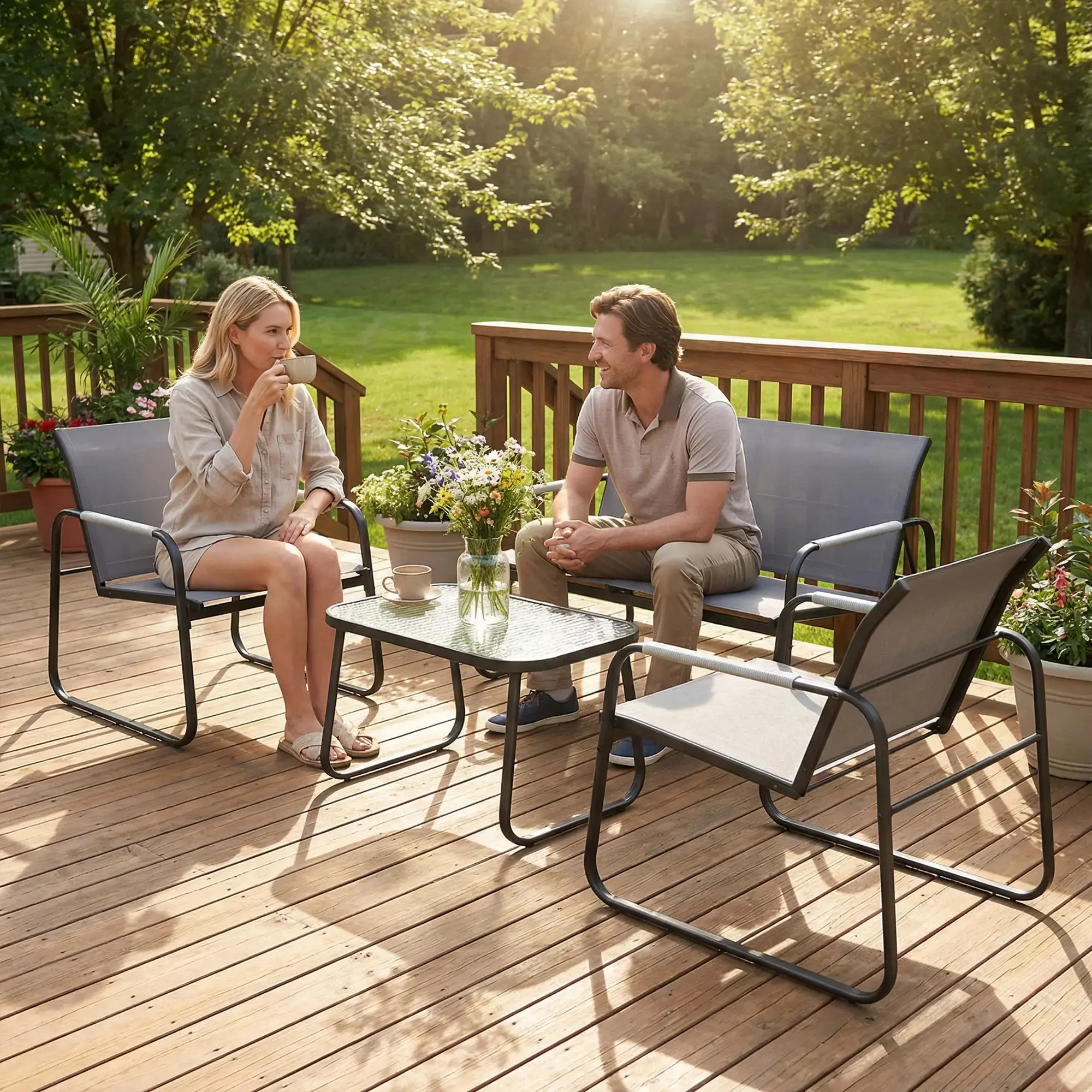 Set mobilier de gradina Outsunny 84G-901V00GY (Grey/Black) - 6