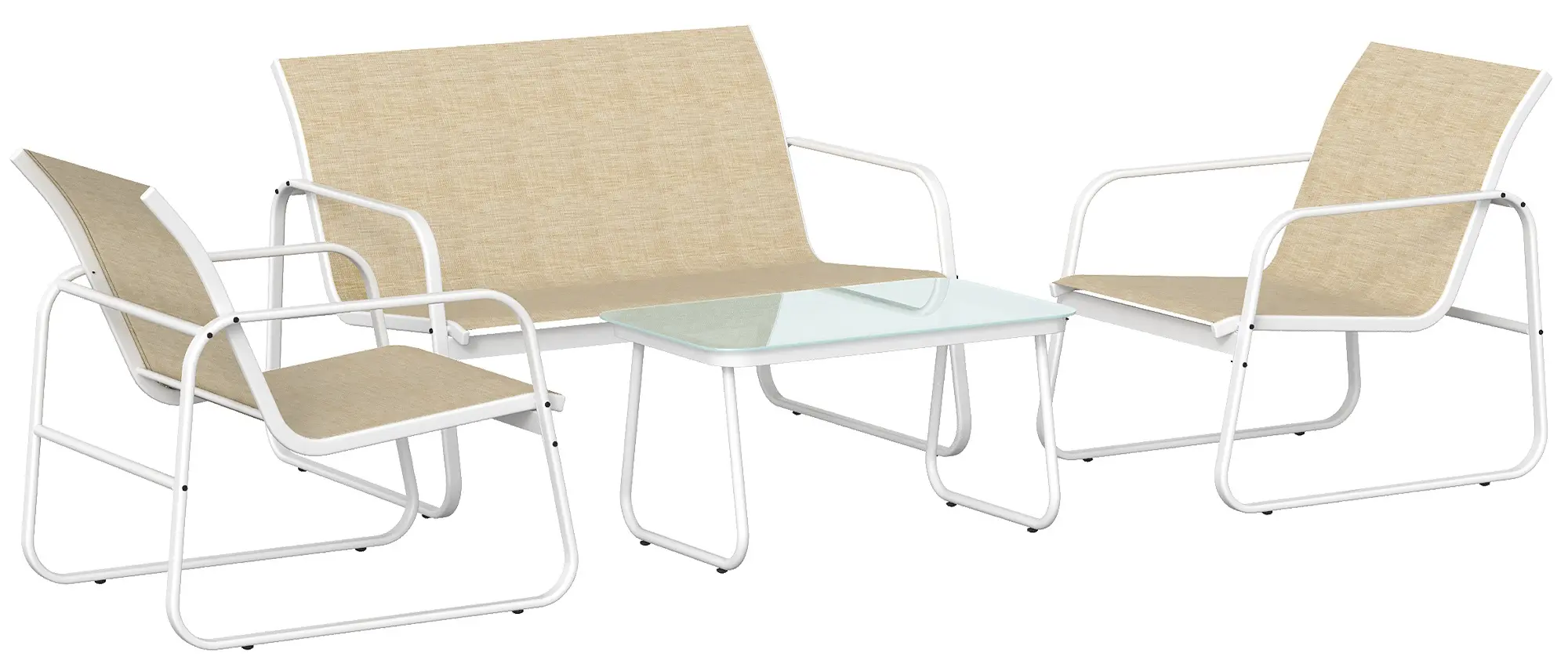 Set mobilier de gradina Outsunny 84G-948V00KK (Khaki/White) - 2