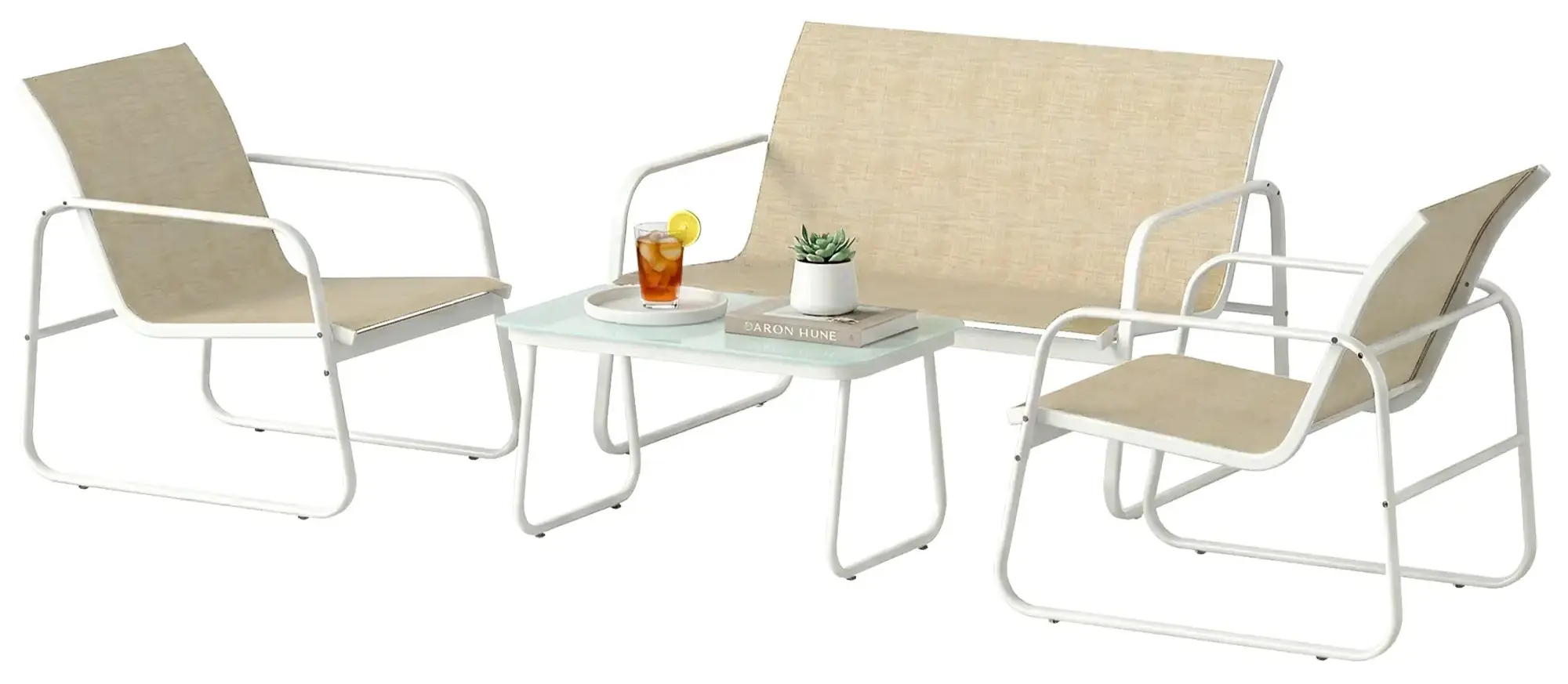 Set mobilier de gradina Outsunny 84G-948V00KK (Khaki/White) - 3