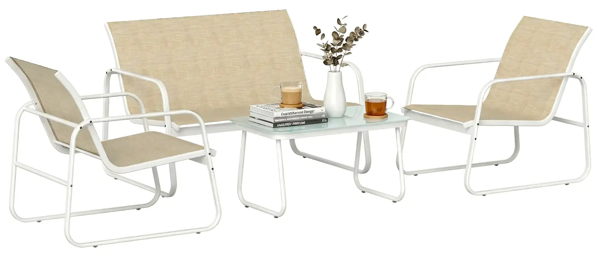 Set mobilier de gradina Outsunny 84G-948V00KK (Khaki/White) - 4